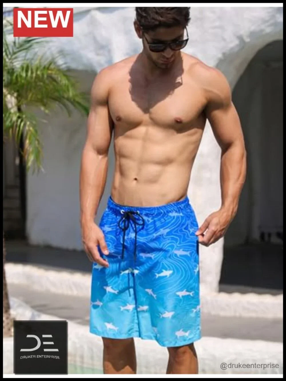 9 inch Quick Dry Board Shorts with Mesh Lining and Zipper Pockets